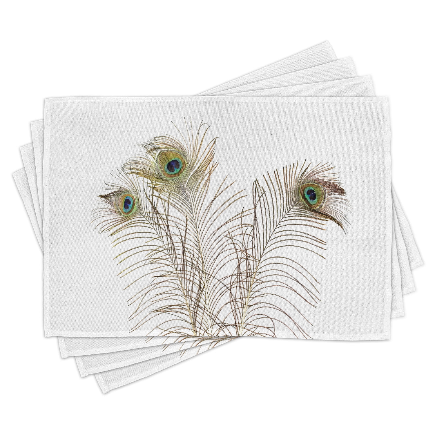 Peacock Placemats Set of 4 Peacock Feathers Closeup Simple Picture