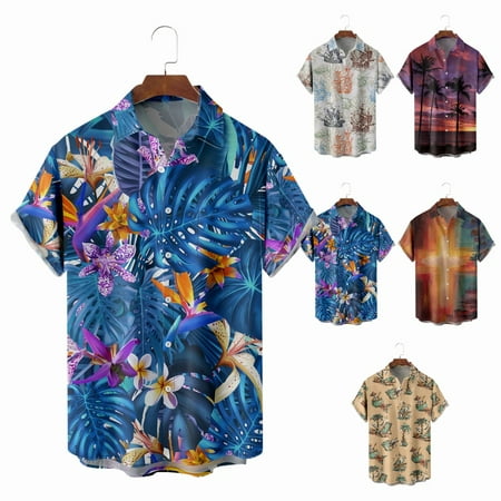 

Boys Collared Button Down Hawaii Shirts Regular Vacation Tops for Boys 5-14 Years