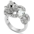 thumbnail image 1 of Women Rhodium Brass Ring with AAA Grade CZ in Clear - Size 9, 1 of 1