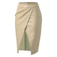 thumbnail image 2 of Aayomet Skirts For Women Women's Elastic Waist High Split Wrap Flowy Long Maxi Skirt,Beige S, 2 of 5