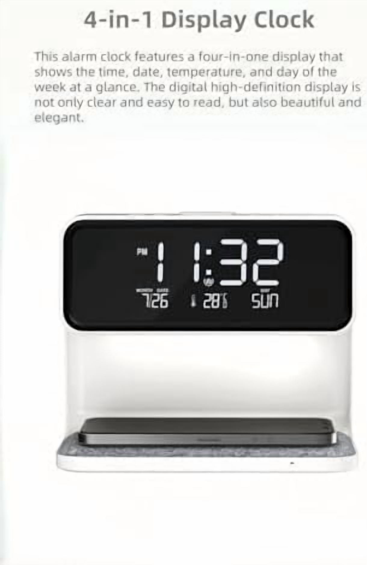 15W Wireless Charger Bedside Lamp Digital Clock, Alarm Clock Three-Speed Dimming Warm Night Light Atmosphere Smart Calendar Desk Lamp Gifts for Birthday/Christmas/Family/Friends