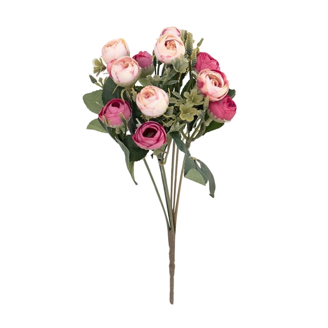 Jarrón con Flores Artificiales Decoración Del Hogar Pintura Al Óleo Pequeño Té Y Pequeño Ramo de Simulación de Rosa para la Decoración Del Hogar Fotografía Hechos a Mano