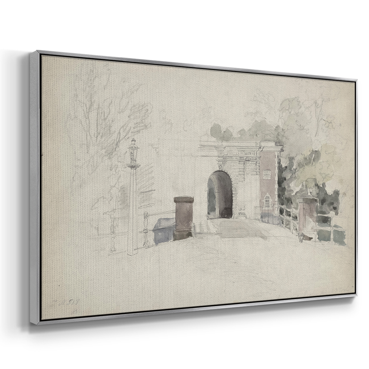 Vintage Sketch-XXXI By Wexford Home Framed in Silver Wood Gallery Wrapped Canvas 25 in. x 37 in.