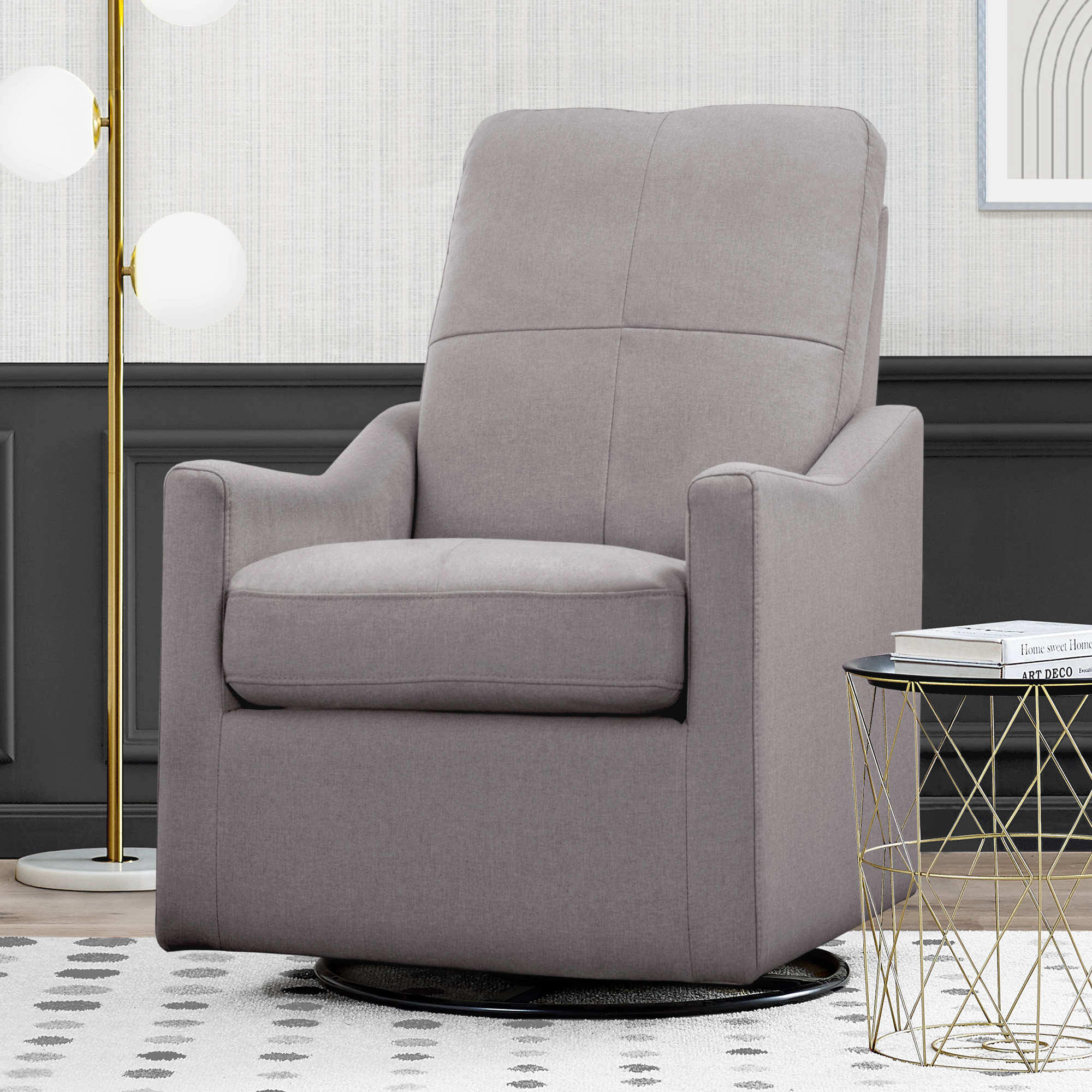Delta Children Kenwood Slim Glider Swivel Rocker, French Grey
