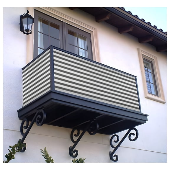 LAMIRO Balcony Privacy Screen for Patio Privacy,Fence,Backyard,Porch,to Cover Sun Shade,UV Weather Resistant,with Reinforced Grommets (3' x 16',Grey White)