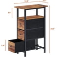 thumbnail image 3 of End Table with Charging Station, Narrow Side Table with 3 Fabric Drawers, Skinny Nightstand with LED Light, Slim Bedside Table for Bedroom, Living Room, Small Spaces, Rustic Brown, 3 of 16