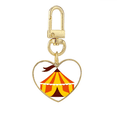 thumbnail image 1 of Amusement Park Tent Color Illustration Gold Heart Keychain Metal Keyring Holder, 1 of 3