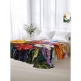 thumbnail image 5 of Vintage Wildflowers Queen Size Flat Sheet, Wrinkleproof & Fadeproof Cooling Flat Bed Sheet Only, Rustic Oil Painted Abstract Botanical Breathable Soft Bedding Top Sheets 90 x 102 Inches, 5 of 8