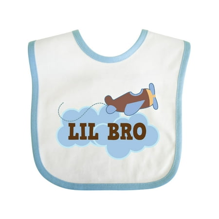 

Inktastic Lil Bro Airplane Boys Pilot Brother Gift Baby Boy Bib