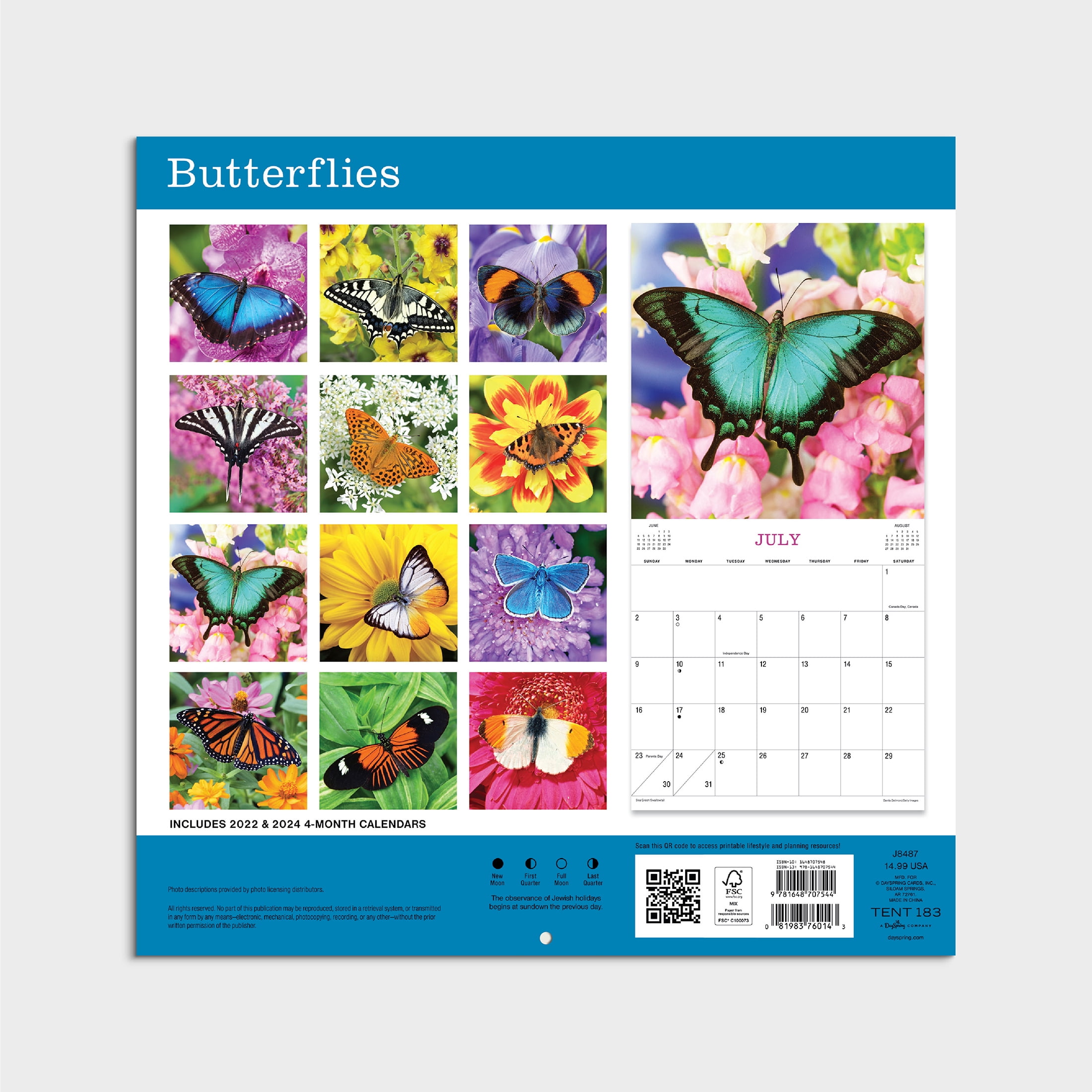 2023 - 12 Month Calendar-Butterfly- 12x12 Hanging Wall Calendar by DaySpring