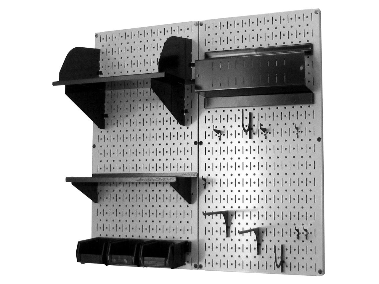 Wall Control Pegboard Hobby Craft Pegboard Organizer Storage Kit with Gray Pegboard and Black Accessories - image 2 of 6