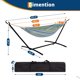 thumbnail image 2 of Hamaca Doble + Soporte de Acero – Hamaca XXL resistente hasta 230 kg, color azul-verde a rayas, con estructura plegable y bolsa de transporte – Ideal para jardín, terraza, camping y exterior, 2 of 9