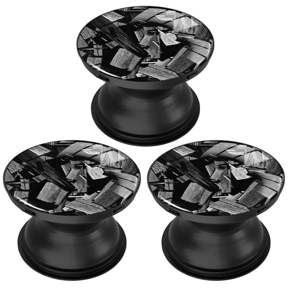 3 Pack Cell Phone Grip Stand with Expandable Kickstand (Not for Popsockets) - Black Silver