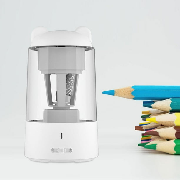 Sacapuntas eléctrico portátil BLESIY con contenedor automático para lápices de colores 6mm-8mm blanco