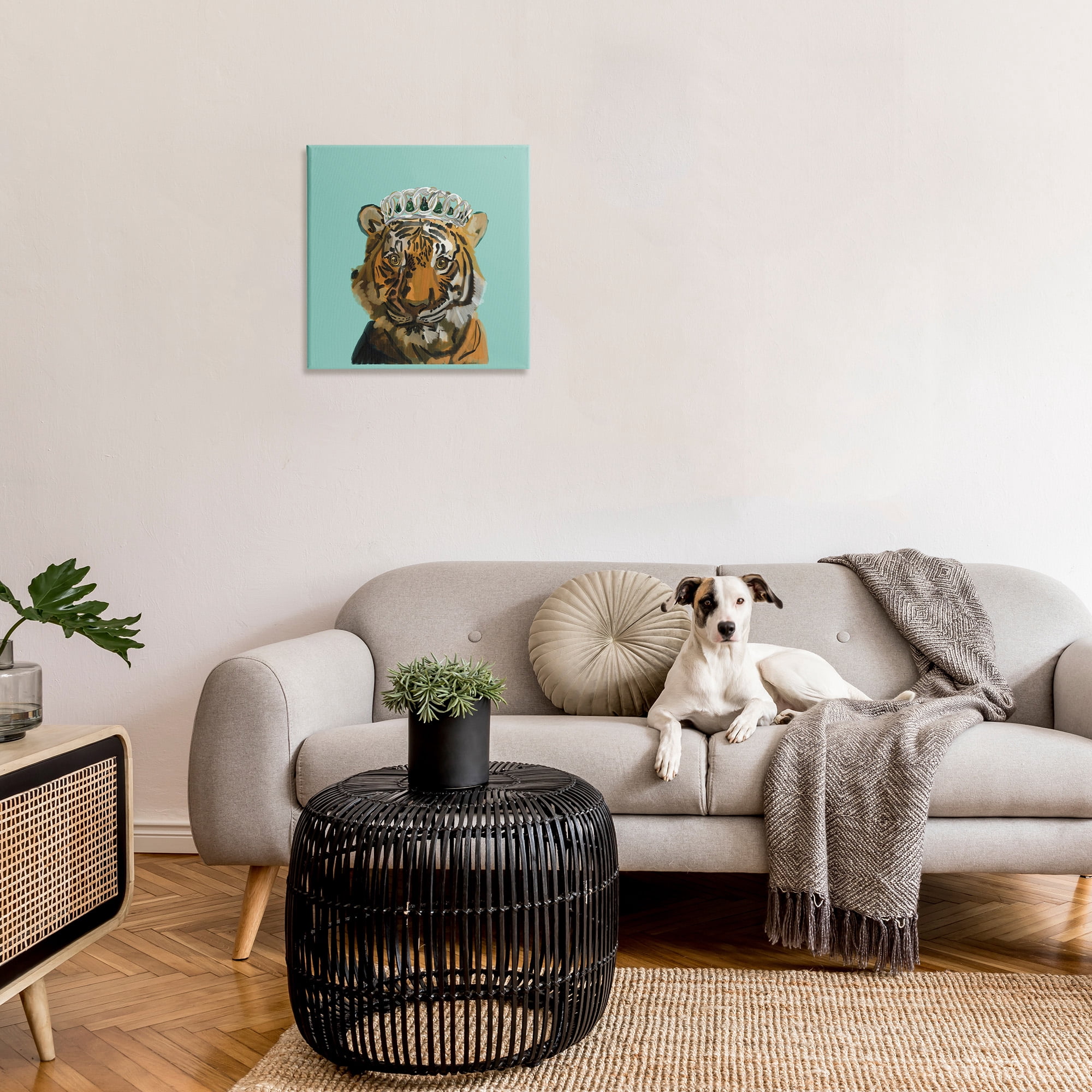 Stupell Industries Tiger Wearing Crown Animals & Insects Painting Gallery Wrapped Canvas Art Print Wall Art, 24 x 24