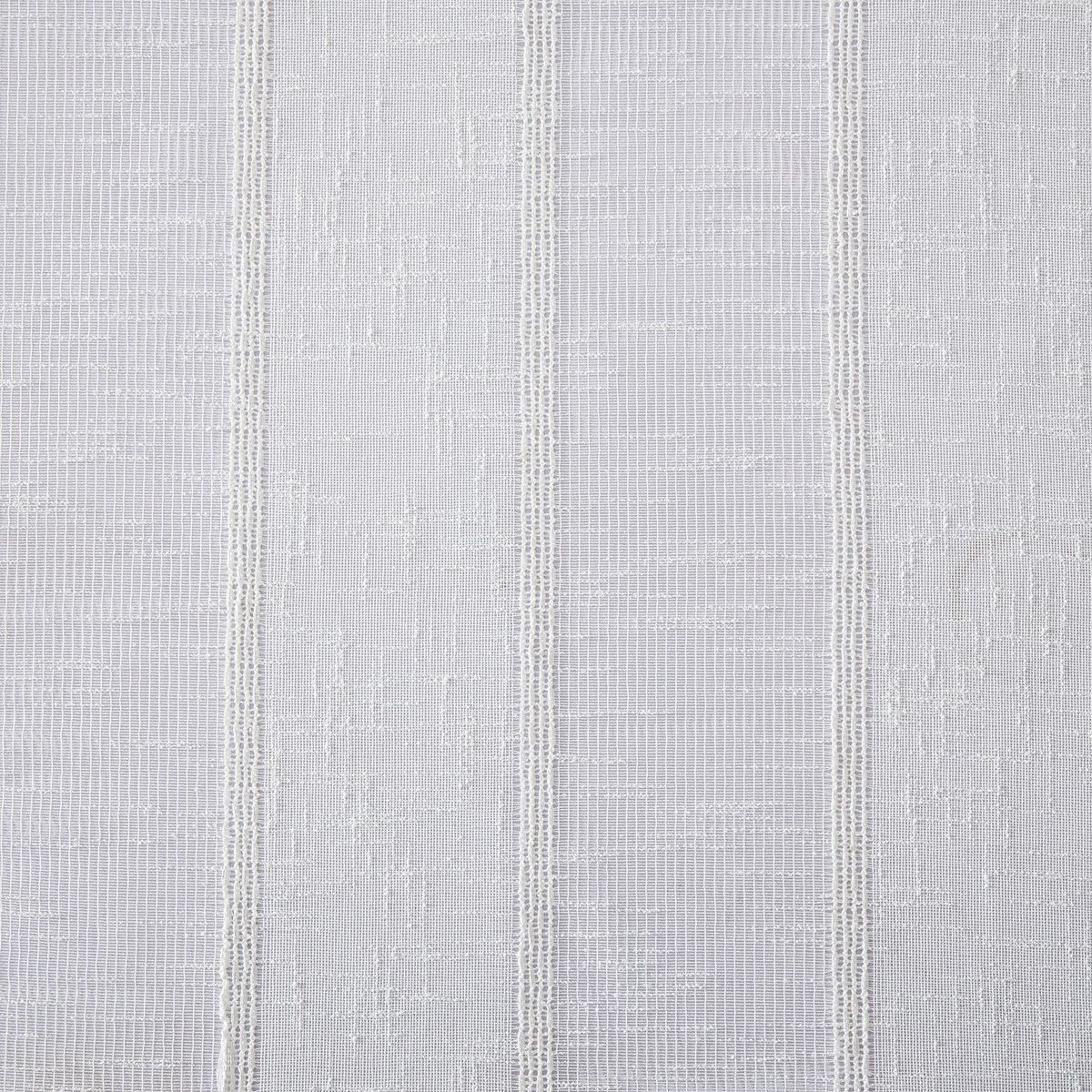 Dainty Home Megan 3D Linen Textured Linen Look Chenille Striped Designed Fabric Shower Curtain 70W x 72L in White