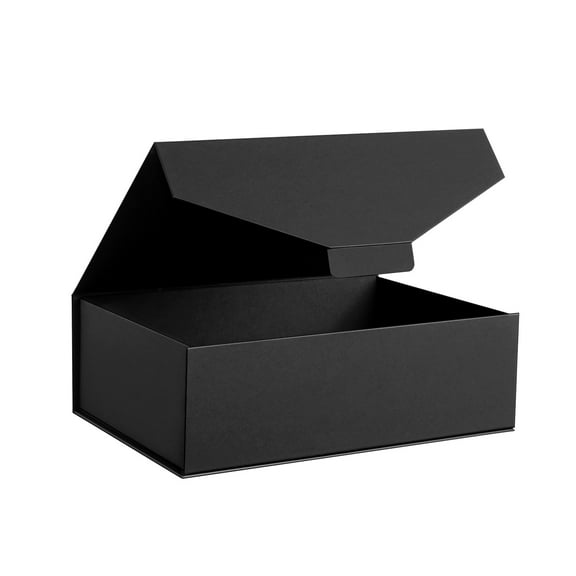 BAKIPACK Black Gift Box with Lid , Reusable Collapsible Gift Box, 11.5x8.1x3.8 inches(No Magnetic, No stickers, Matte)