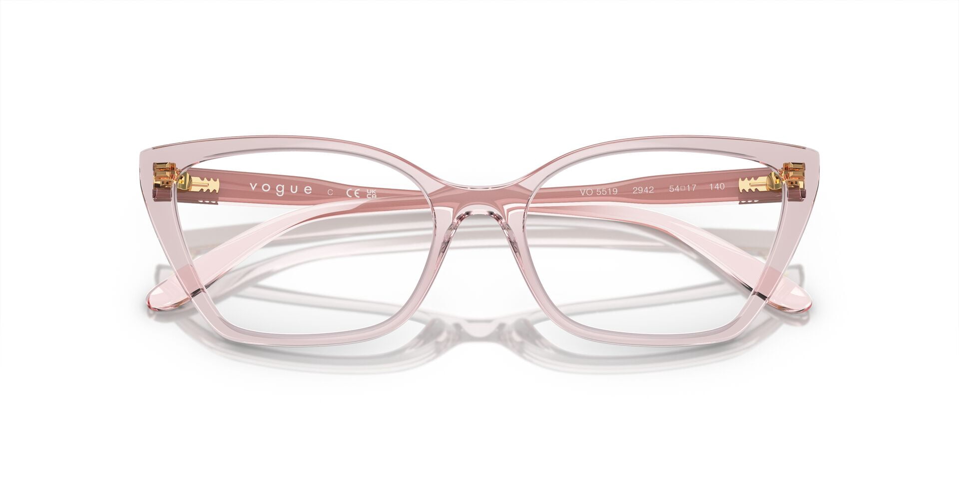 Vogue Women's Size 54 VO5519 Prescription Eyeglasses with Case, Crystal Pink
