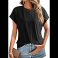 thumbnail image 2 of Blusa de Verano para Mujer, con Cuello Redondo, Mangas y Fruncido Lateral, Color Negro, Talla XL, 2 of 8