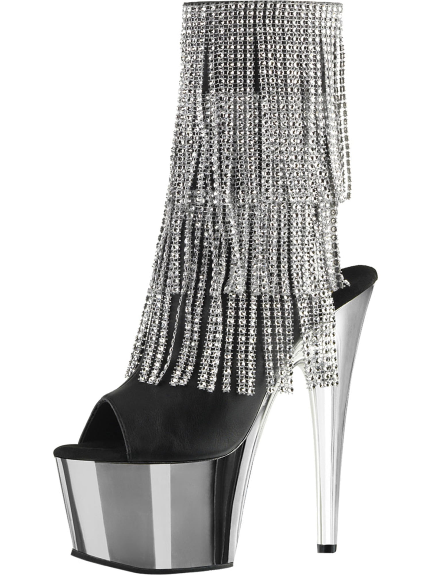black and silver rhinestone shoes