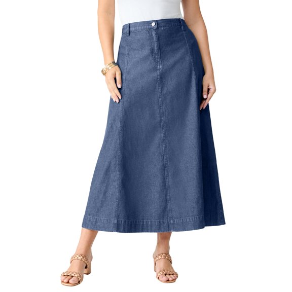 Roaman's Women's Plus Size Classic Stretch A Line Maxi Skirt