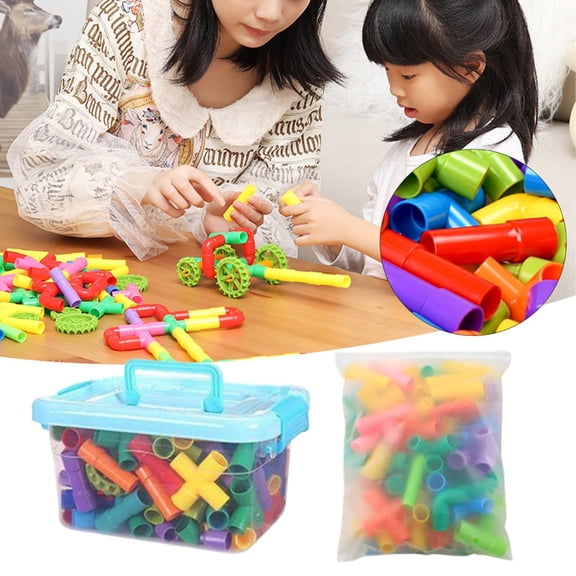 RUIG Building Blocks Toy, 30 Pieces Creative Pipe Tube Sensory Toys, Construction Set, Tank, Scootie, Educational Learning Toys Girls for Kids Aged 3