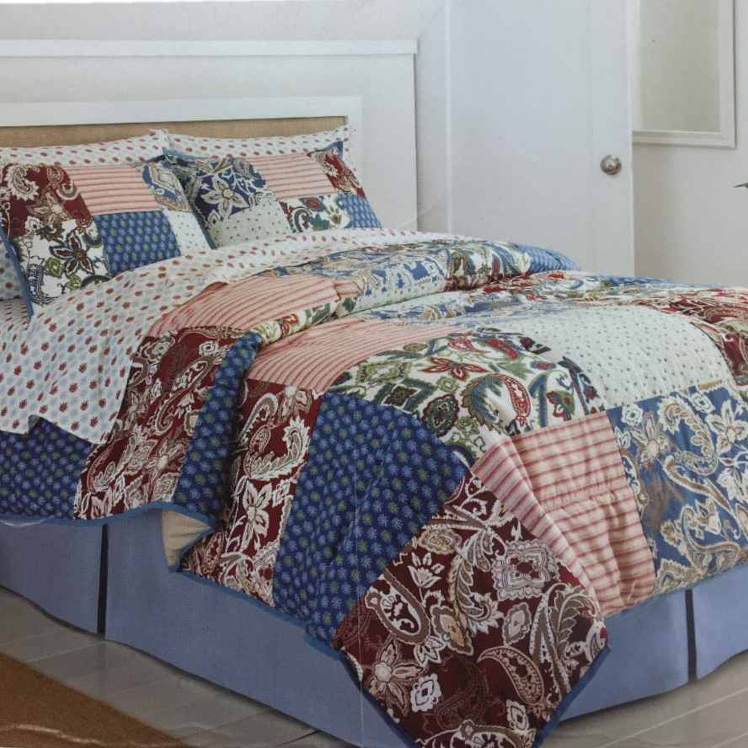 Home Full Bed In Bag Vintage Paisley Stripe Patchwork Comforter Sheets