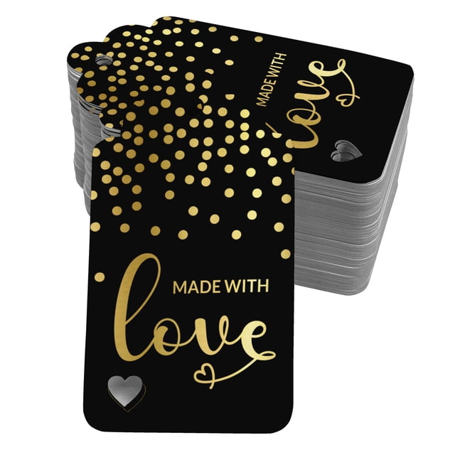 Inkdotpot Real Gold Foil Made With Love Text Tags Favor Hang Paper Tags 50 Pack
