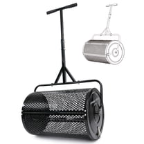Compost Spreader 24 Inch Peat Moss Spreader with Installation Support Accessories, Metal Mesh Roller Lawn Spreader for Top Soil, Manure, Mulch, Top Dressing - Garden spreaders for lawns