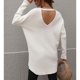 thumbnail image 3 of Suéter de punto para mujer, cuello en V, hombros caídos, mangas sin espalda, suéter de punto de color puro, Top para viaje diario blanco S, 3 of 5