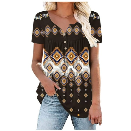 

Yourumao Women Clearance Tops Paisley Print Slim Tunic Bustier for Teen Girls Summer Fall Short Sleeve Crew Henley Neck Vintage Pleated Cowgirl Renaissance Peasant Ruched Steampunk Tops Camisole