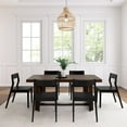 thumbnail image 2 of Plank+Beam 72" Classic Solid Wood Dining Table Set, Walnut Wirebrush, + 6 Chairs Black, 2 of 6
