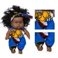 thumbnail image 3 of Muñecas africanas negras de 8 pulgadas, muñecas realistas para bebés, regalo de cumpleaños para niños., 3 of 8