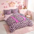 thumbnail image 2 of meiyoeat Glitter Leopard Print Letter D Twin Bedding Sets, Girls Teens, Pink Sparkle Monogrammed Bedding Comforter Set, Pink Reversible 7 Pieces, 2 of 6