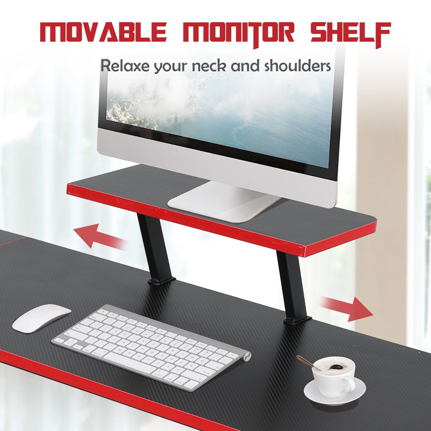 CL.HPAHKL L Shaped Desk Corner Gaming Desk Table with Large Monitor Riser Stand Computer Desk with Large Desktop Studying and Working and Gaming for Home and Work Place（ Black 51 Inch）