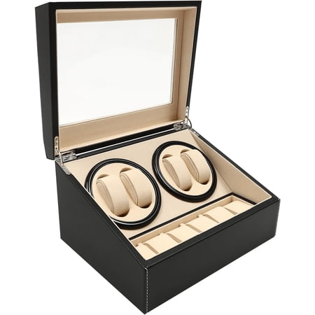 Watch Display Box, Watch Winding Display Box, Detachable Outer Ring, 4 Rotating Display Compartments and 6 Storage Compartments, Suitable for Personal, Store