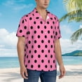 thumbnail image 3 of Fotbe Rose red polka dots Pattern Hawaiian Shirt for Men Unisex Summer Beach Casual Short Sleeve Cotton Linen Button Down Shirts,Medium, 3 of 7