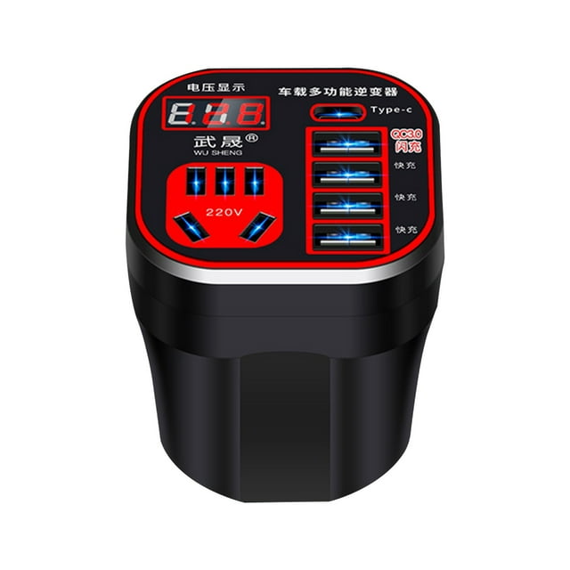 Birdeem Intelligent Digital Display Car Mounted Cup Type Inverter Converter 12V24V Power Supply To Power Car 220V Multifunctional Socket Car Inverter