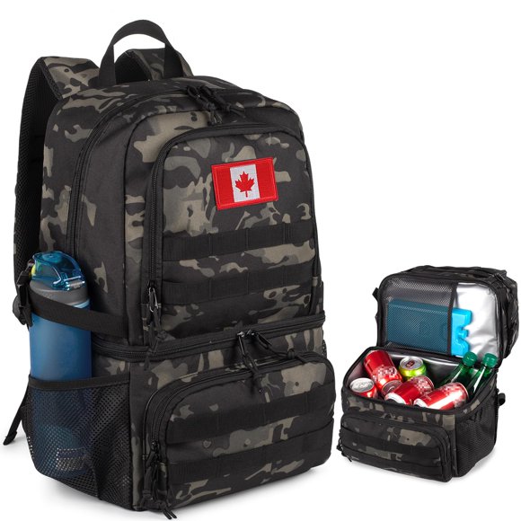 Tactical Double Deck Cooler Backpack for Men,Large Lunch Backpack with 2 Compartment,Soft Cooler Bag Water-Resistant Leak Proof C