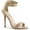 Cream Patent, variant on 5" Heel, Closed Back Sandal W/ Buckled Ankle Strap - Blk Pat, 15