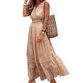 thumbnail image 2 of Vestido De Gasa Sin Mangas Vestido de lunares Vestido largo de encaje estilo bohemio para fiesta de vacaciones (Color arena S) Cgtredaw Para estrenar, 2 of 5