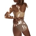 thumbnail image 3 of KOMOO Women One Piece Bathing Suit One-shoulder Hollow Swimwear Out Tie-up High Waist Swimsuits, 3 of 7