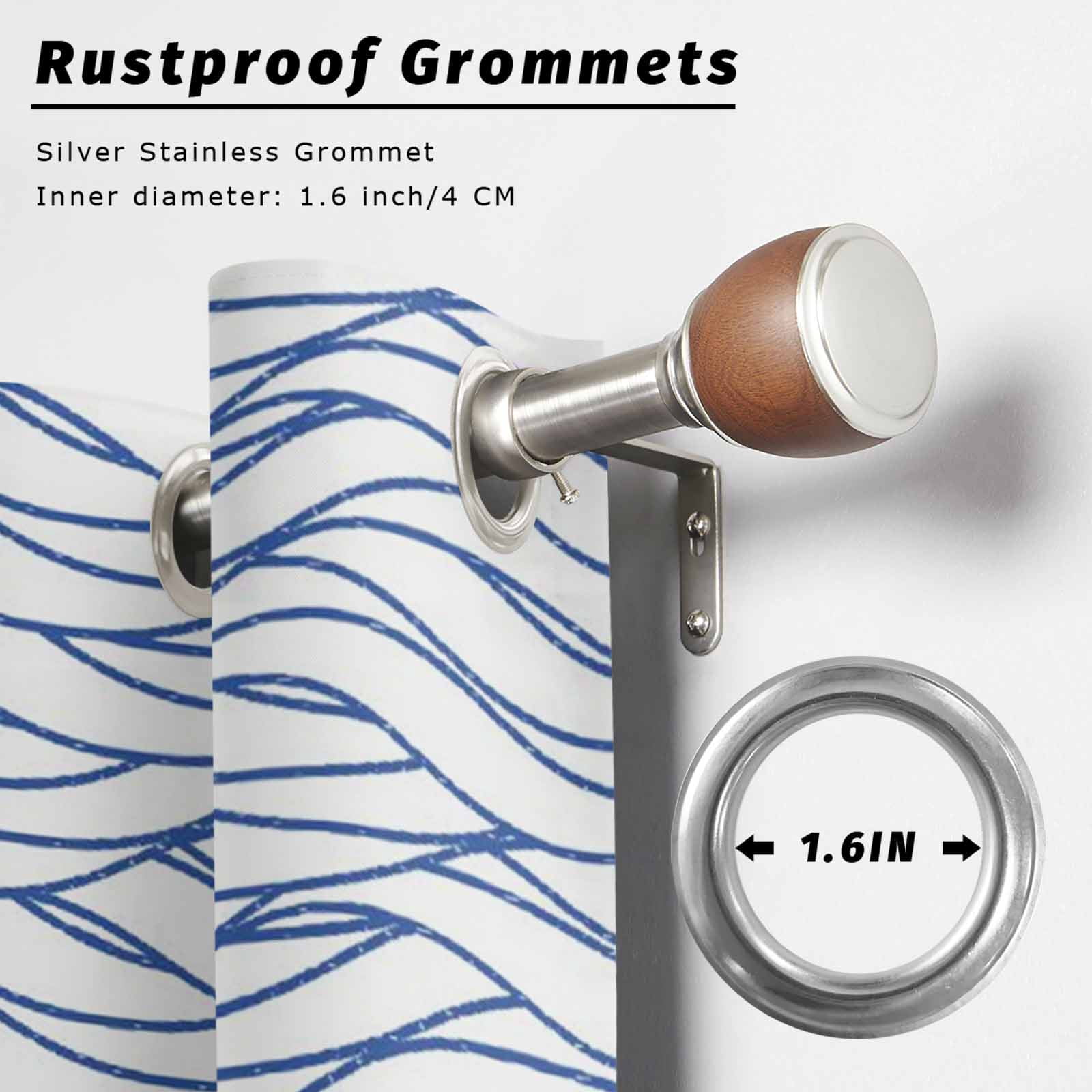 Blue White Anchor Outdoor Curtains for Patio, Nautical Navy Blue Ocean Waves Anchor Sunshade Privacy Drapes Grommet Waterproof Outside Curtains for Porch/Cabana/Balcony 54"x 95", 2 Panel