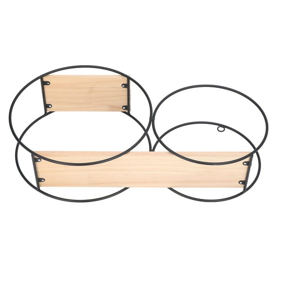 Circle Metal Wood Wall Shelves, Round Shelf Black Firmly Welded Round Design Strong Load Bearing Capacity Dual Use For Living Room For Office For Tea House