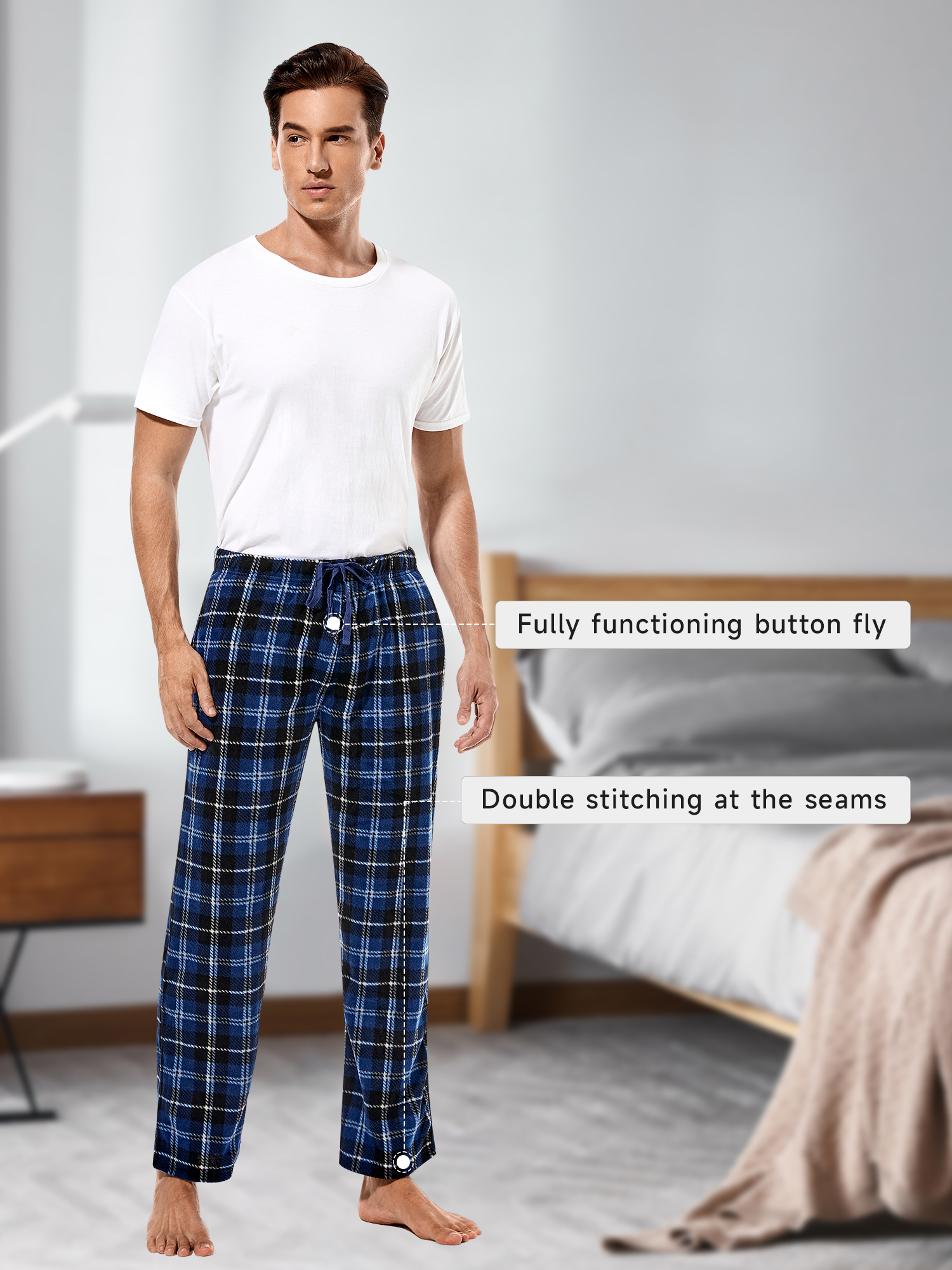 DG Hill Men's Plaid Fleece Pajama Pants, 3-Pack photo 2