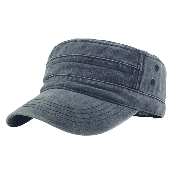 LQCrafK Cadet Cap Military Army Style Hat Baseball Cap Flat Top Washed Spring Summer Vintage Low-profile Cadet Hat