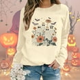 thumbnail image 2 of Oversized Sweatshirt for Women Halloween Ghost Graphic Long Sleeve Crew Neck Drop Shoulder Pullover Tops Casual Lightweight Y2K Clothes, 2 of 6
