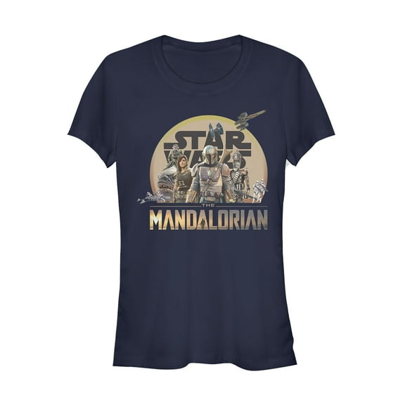 Junior's Star Wars: The Mandalorian Character Collage Graphic Tee Navy Blue 2X Large