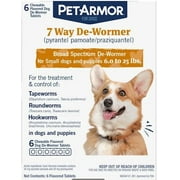 (2 pack) PETARMOR 7 Way De-Wormer for Puppies and Small Dogs, 6-25 lbs, 6 Chewable Tablets