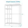 thumbnail image 4 of Drevy V7 Basic Garment Rack for Hanging Clothes Heavy Duty Clothes Rack with Shelves, Portable Closet Rack Metal Clothing Rack 5 Tiers Freestanding Closet Wardrobe System, Max Load 620lbs, White, 4 of 7